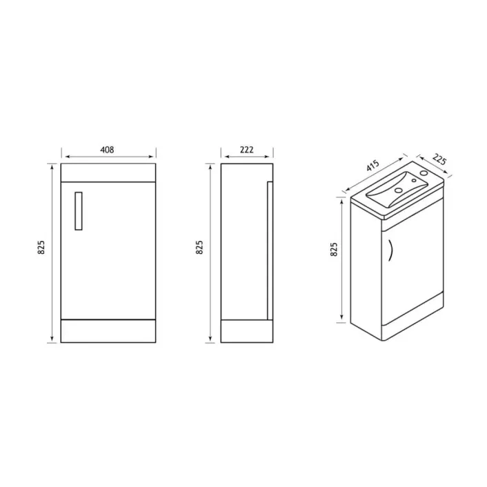 Eastbrook Cavone 40CM 1 Door Basin Vanity Unit - Matt Grey - Freestanding