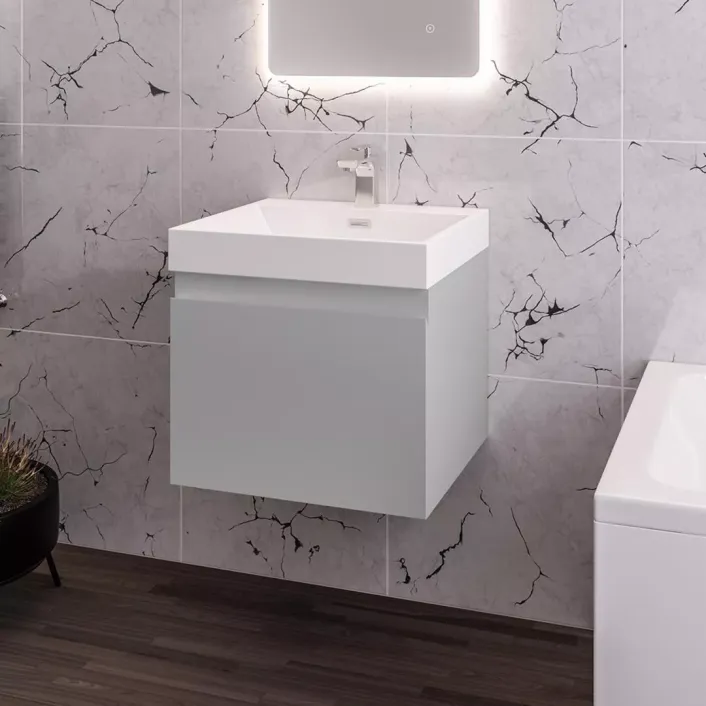 Eastbrook Gravina 50CM 1 Drawer Wall Hung Basin Vanity Unit - High Gloss Grey
