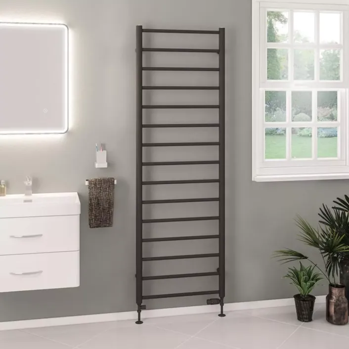 Eastbrook Tuscan Round 1800 x 600 Towel Rail Matt Anthracite