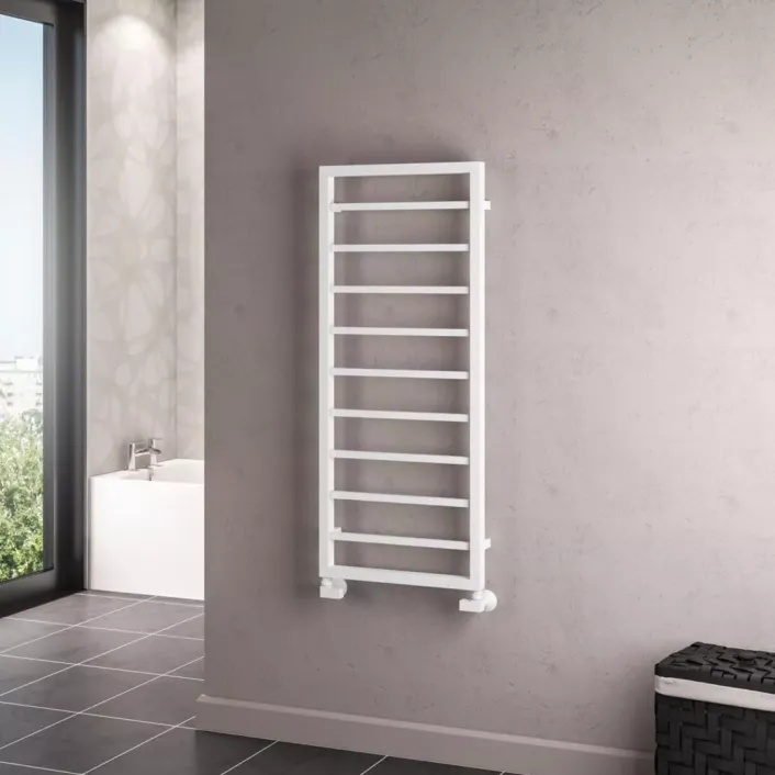 Eastbrook Ryton 1200 x 500mm. Towel Rail Matt White