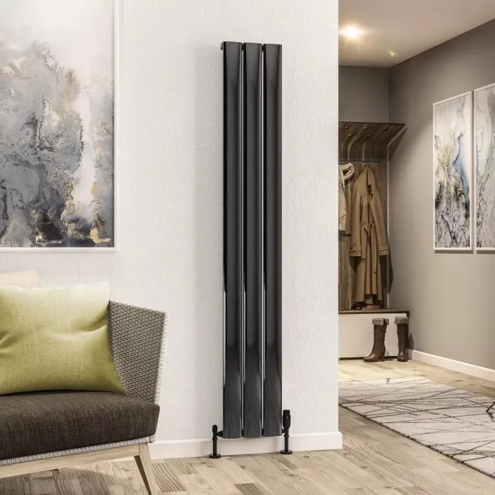 Eastbrook Malmesbury 1800 x 280 Aluminium Radiator Black Effect