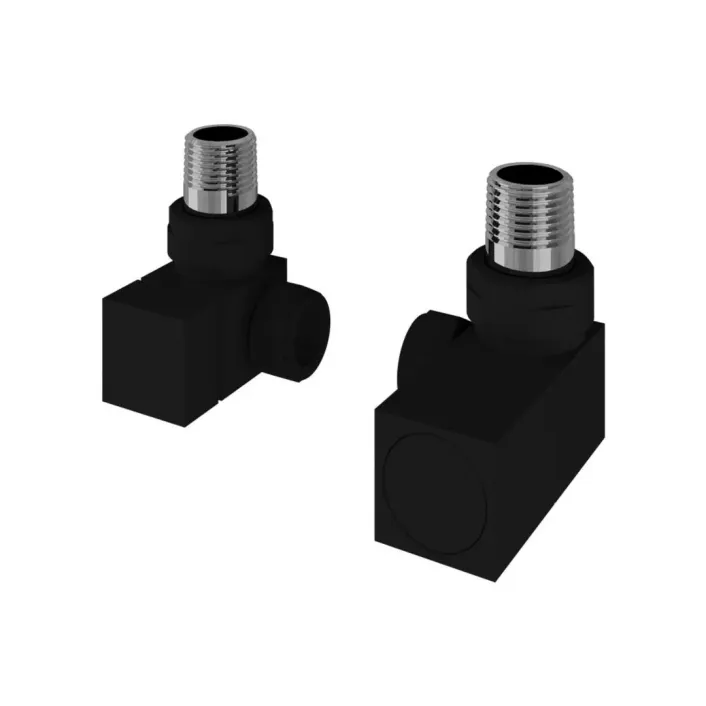 Eastbrook Corner Square Radiator Valves (Pair) Matt Black