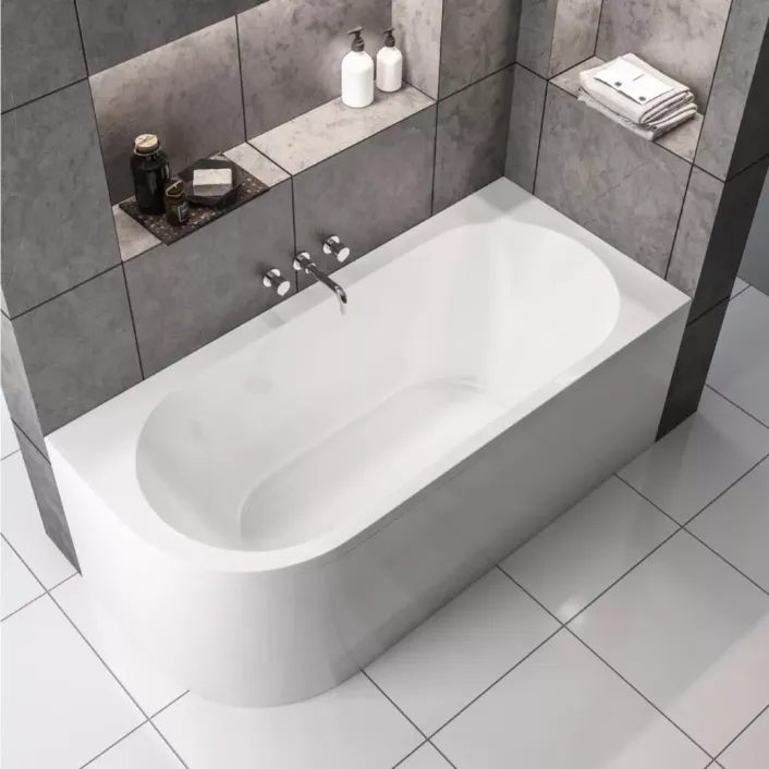 Eastbrook Biscay Double Ended (DE) 1700 x 750 x 440mm 5mm Right Hand (RH) J-Shaped Bath - White
