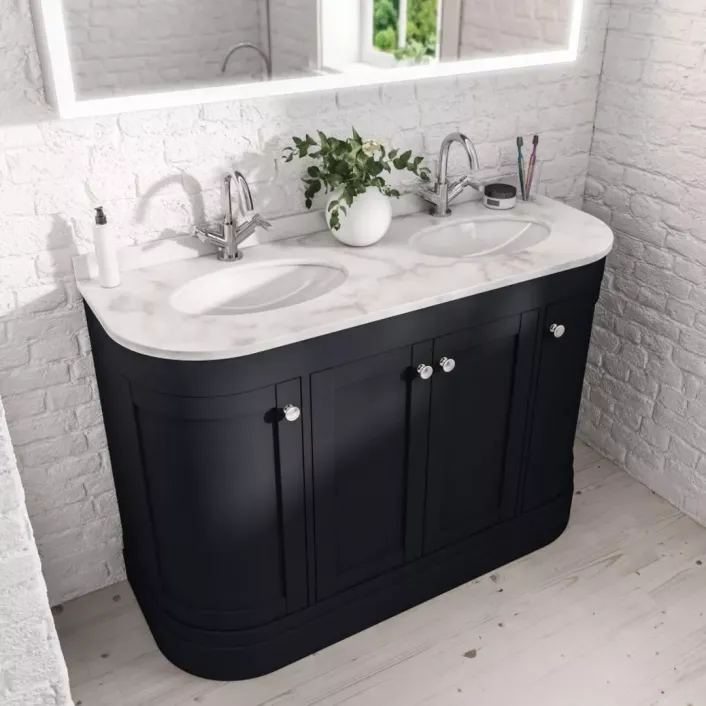 Eastbrook Hardwick 120CM 4 Door Double Bowl Basin Vanity Unit - Matt Anthracite