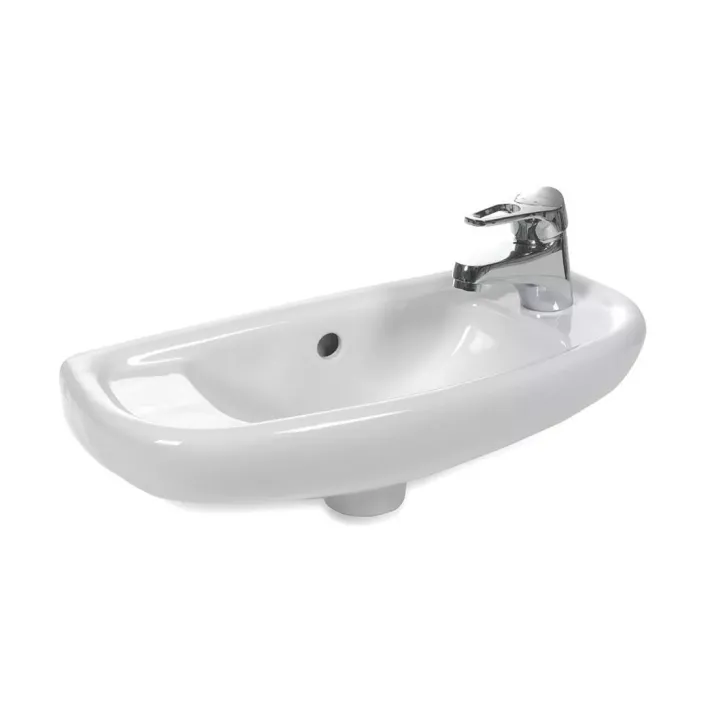 Eastbrook Kompact 50cm x 21cm Right Hand (RH) 1 Tap Hole Cloakroom Basin with Overflow - White