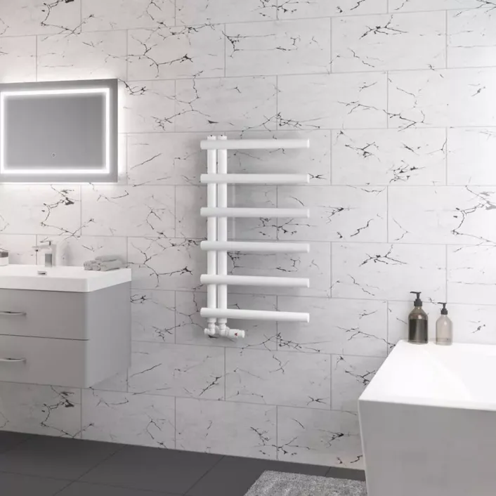 Eastbrook Marlow E-Style 850 x 500 Towel Rail Matt White