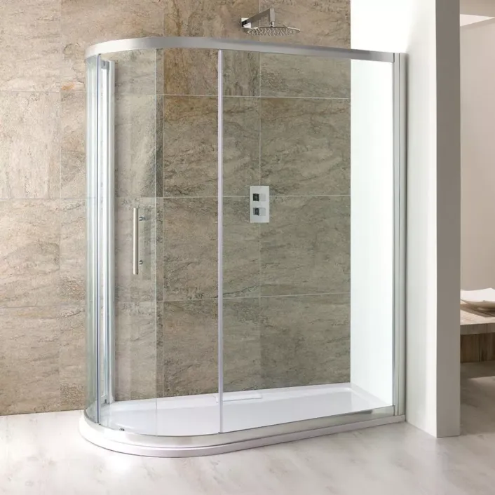 Eastbrook Volente 6mm Easy Clean 1650x912/700mm Spacesaver Offset Quadrant Shower Enclosure - Chrome