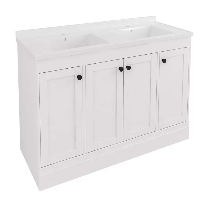 Eastbrook Hardwick 120CM 4 Door Double Bowl Basin Vanity Unit - Matt White