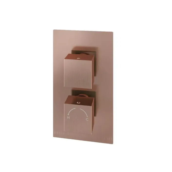 Eastbrook Modern Square Thermostatic Two Way Concealed Shower Valve - Brushed Bronze