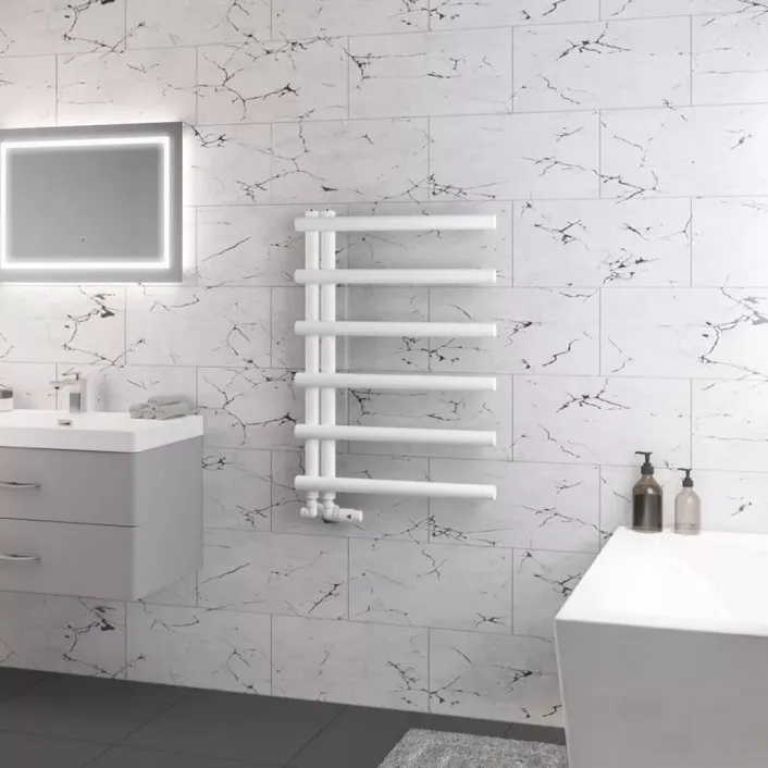 Eastbrook Marlow E-Style 850 x 600 Towel Rail Matt White