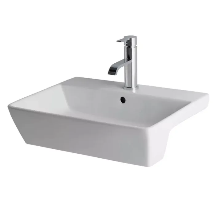 Eastbrook Bijou 55cm x 43cm 1 Tap Hole Ceramic Semi Recessed Basin - White