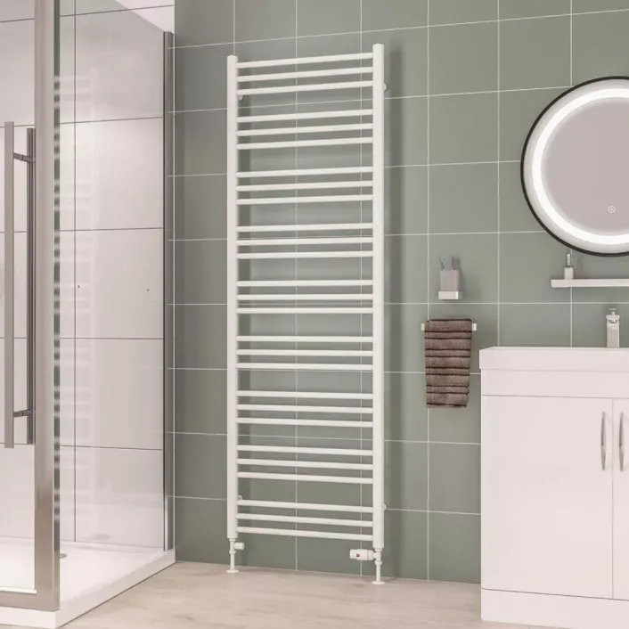 Eastbrook Corinium Round 1800 x 600 Towel Rail Gloss White