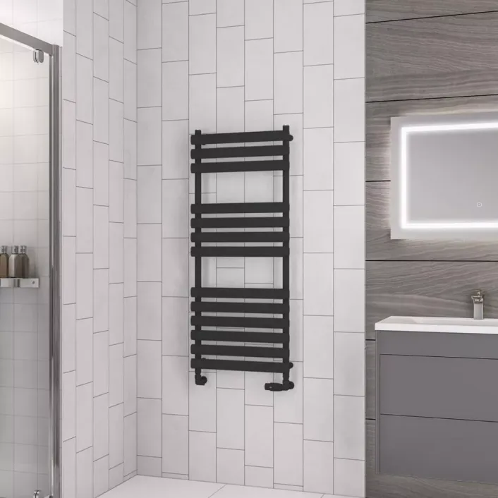 Eastbrook Tunstall 1200 x 500 Towel Rail Matt Black