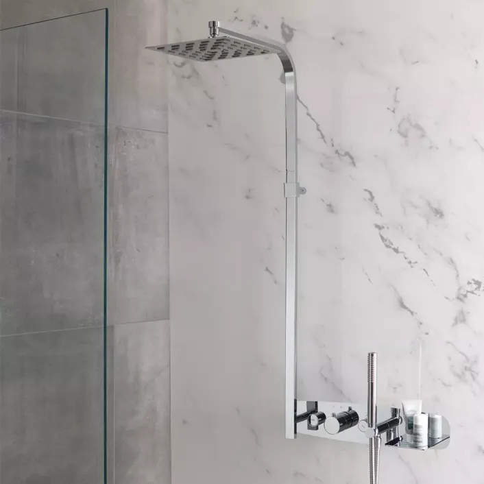Eastbrook 1048mm Tall Veroli Thermostatic Rail Kit with Shower Shelf & Handset - Chrome