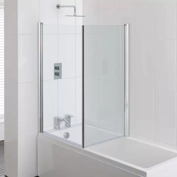 Eastbrook Type 1 6mm 1400mm Height Across Bath Screen for 700mm Wide Baths - Chrome
