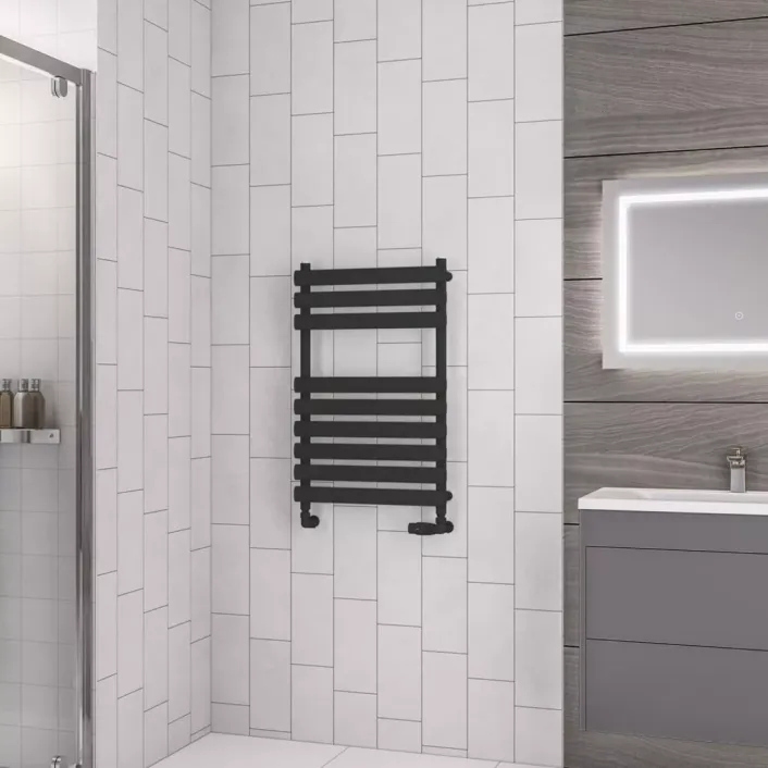 Eastbrook Tunstall 800 x 500 Towel Rail Matt Black