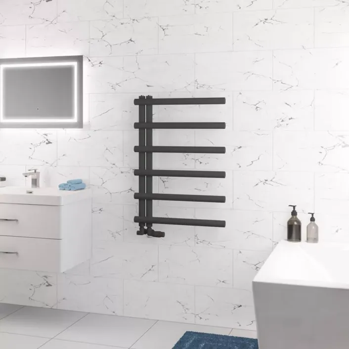 Eastbrook Marlow E-Style 850 x 600 Towel Rail Matt Anthracite