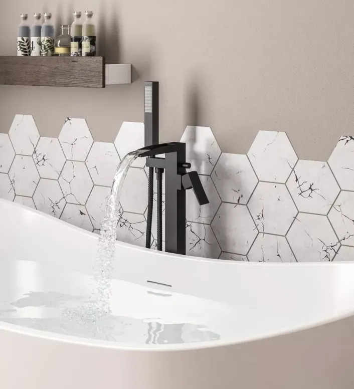 Eastbrook Padbury Floor Standing Bath Shower Mixer Manual Mono Tap - Black