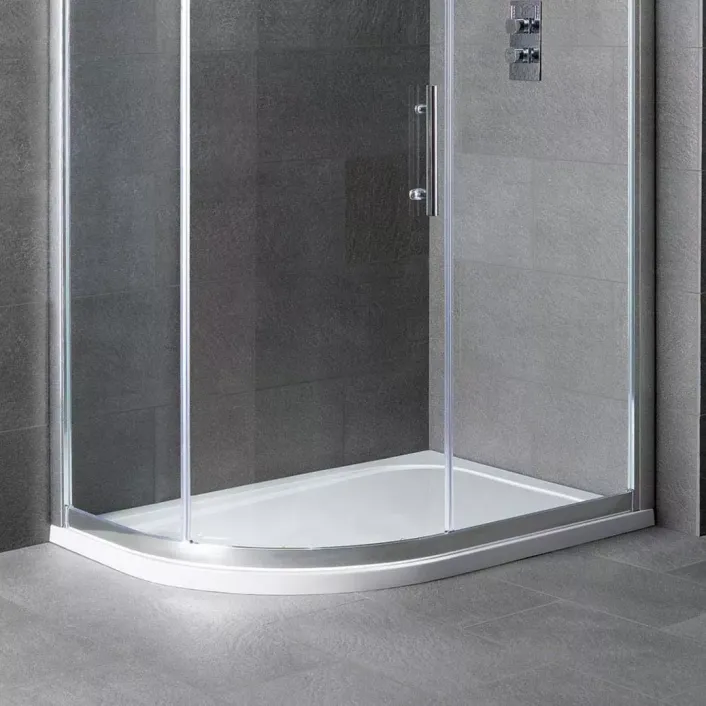 Eastbrook Volente Plan D Left Hand (LH) ABS 900mm x 700mm Offset Quadrant Stone Resin Shower Tray - White