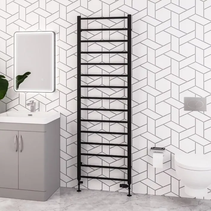 Eastbrook Tuscan Round 1800 x 600 Towel Rail Matt Black