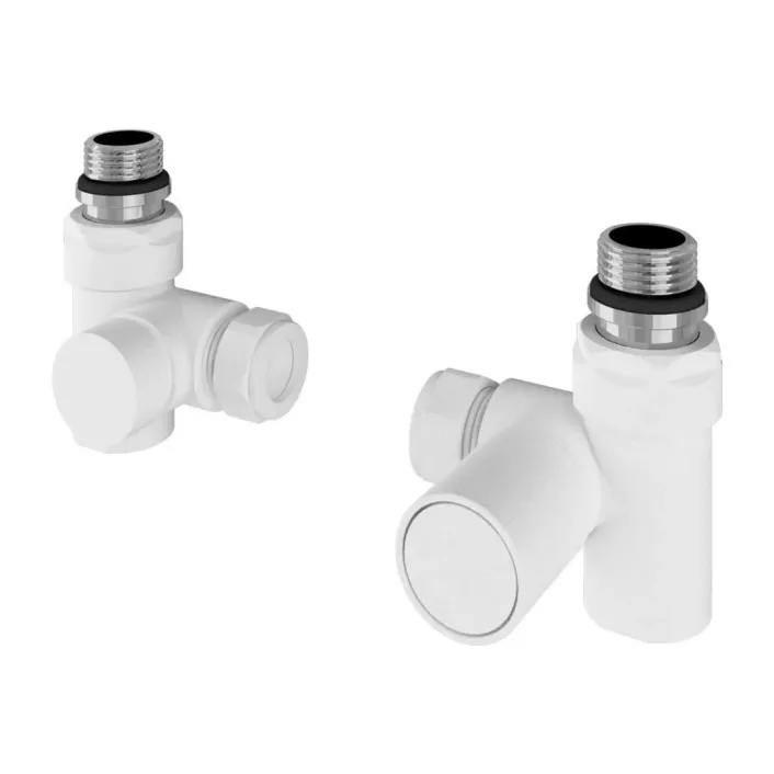 Eastbrook Corner Manual Dual Fuel Radiator Valves (Pair) Matt White