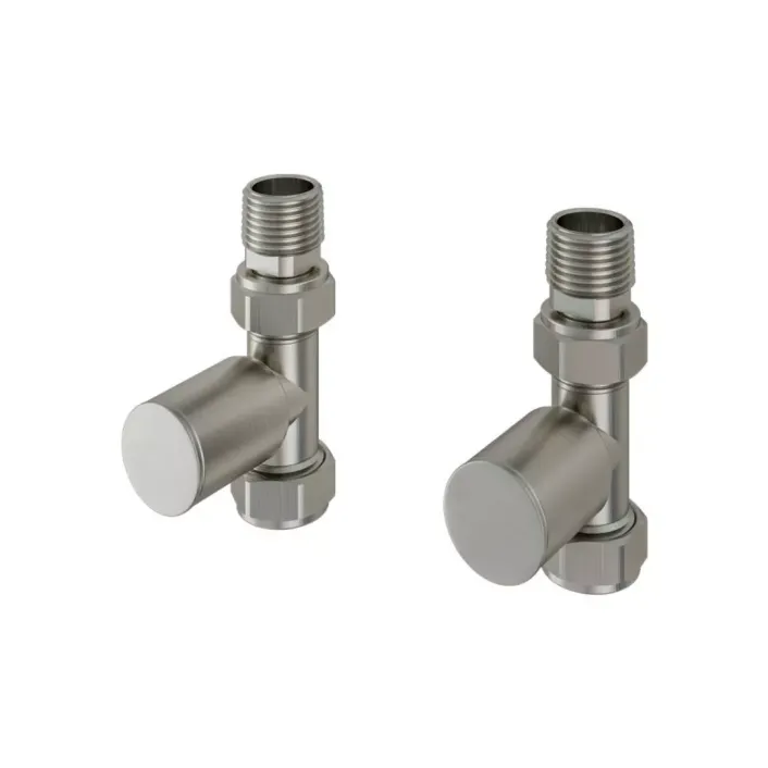Eastbrook Straight Radiator Valves (Pair) Brushed Nickel