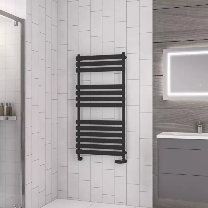 Eastbrook Tunstall 1200 x 600 Towel Rail Matt Black
