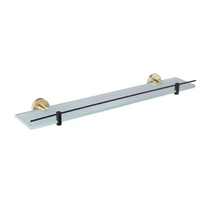Eastbrook Catania Glass Shelf in Matt Black/Brushed Brass