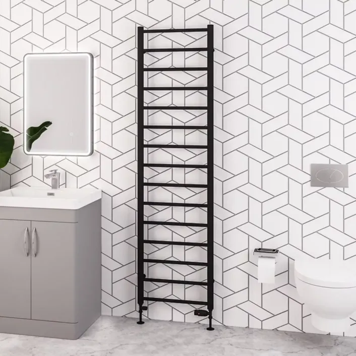 Eastbrook Tuscan Round 1800 x 500 Towel Rail Matt Black