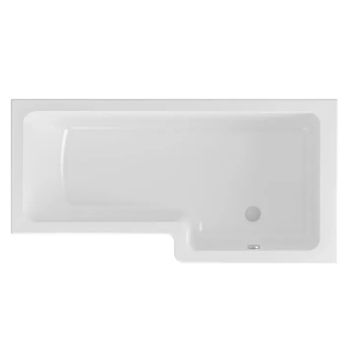 Eastbrook Portland 1600 x 850 x 440mm Left Hand (LH) L-Shaped 5mm Shower Bath - White