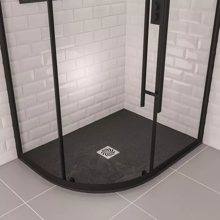 Eastbrook Crossland 1200 x 900mm Left Hand (LH) Offset Quad Shower Tray with Slate Finish - Black