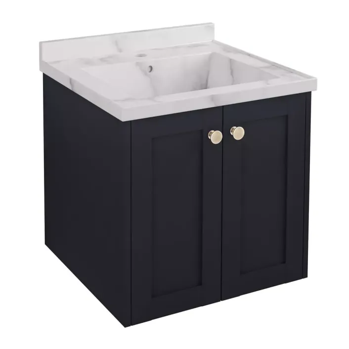 Eastbrook Hardwick 50CM 2 Door Square Wall Hung Basin Vanity Unit - Anthracite