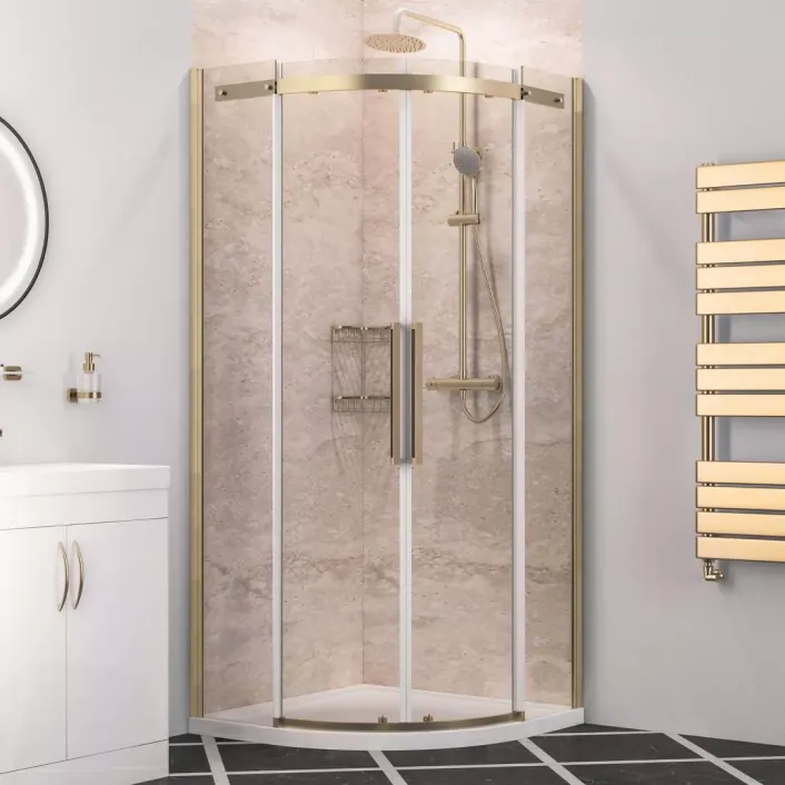 Eastbrook Corniche 2000 1000x1000mm Quadrant Shower Enclosure - Brushed Brass