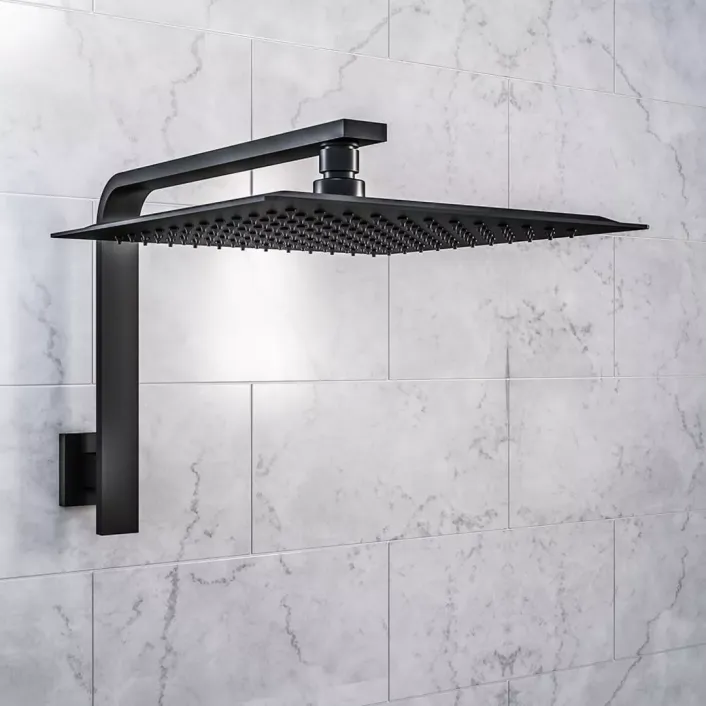 Eastbrook 360mm Wall Mounted Square L Shaped Shower Arm - Matt Smooth Black