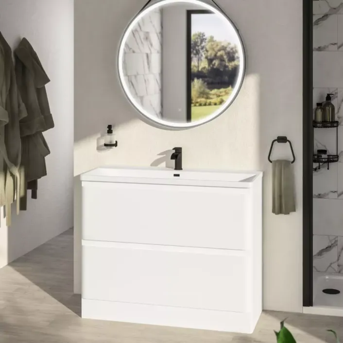 Eastbrook Grovely 100cm Floorstanding Drawer Vanity Unit - High Gloss White