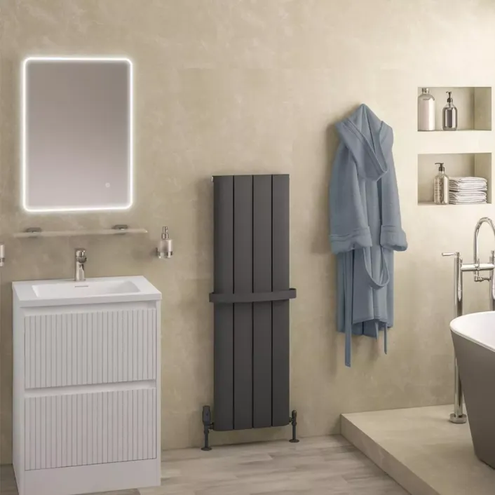 Eastbrook Withington 1200 x 375 Aluminium Radiator Matt Anthracite