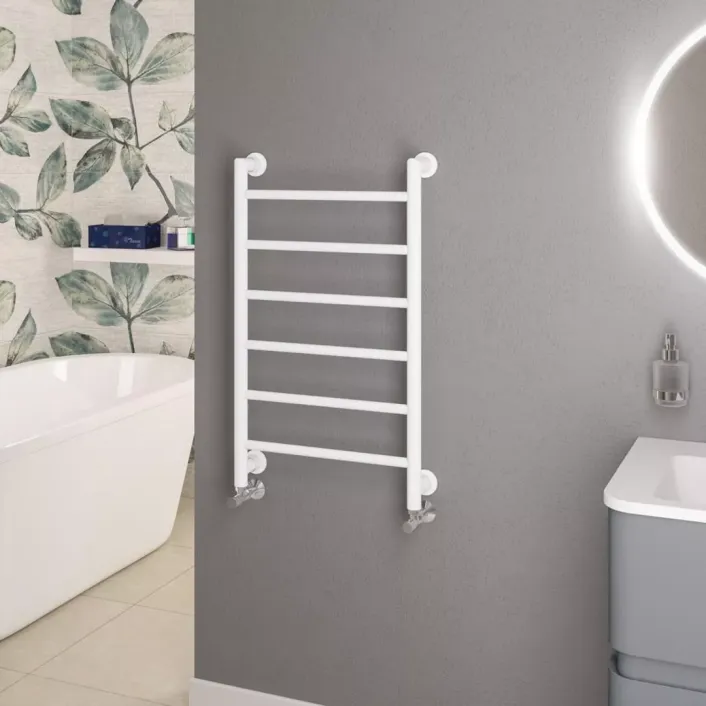 Eastbrook Eshton 800 x 500mm. Towel Rail Matt White