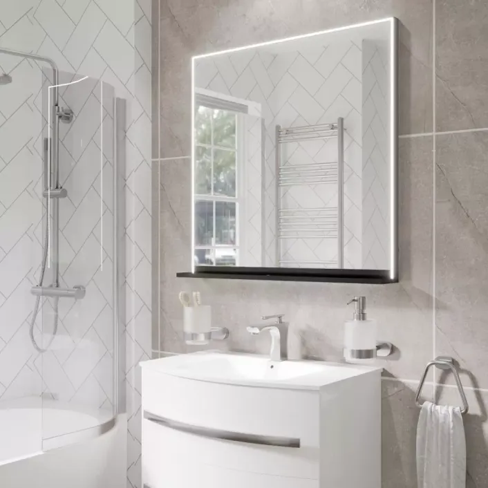 Eastbrook Arconi 800x800mm Framed LED Bathroom Mirror - Matt Black