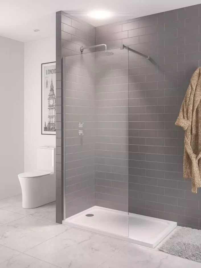 Eastbrook Vantage 2000 8mm Easy Clean 2000x1300mm Walk-In Shower Panel - Chrome