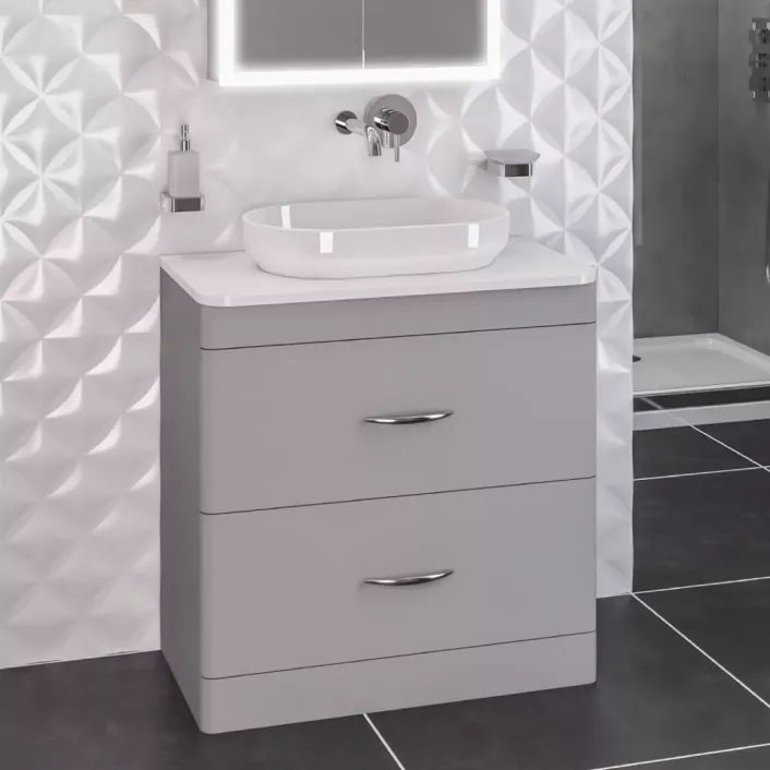 Eastbrook Cavone 80CM 2 Drawer Basin Vanity Unit - Matt Grey