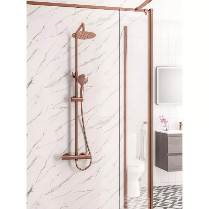 Eastbrook Modern Round Thermostatic Shower Pole - Brushed Bronze