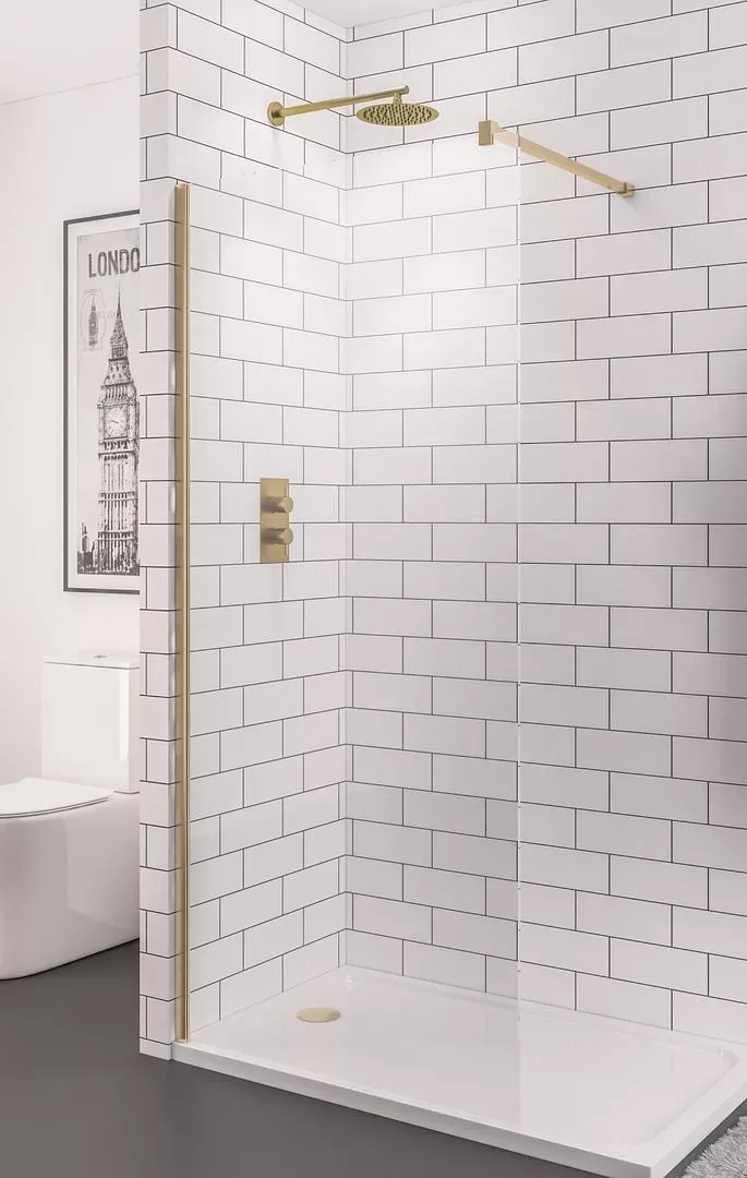 Eastbrook Vantage 2000 Easy Clean 2000x1300mm Walk-In Shower Panel - Brushed Brass