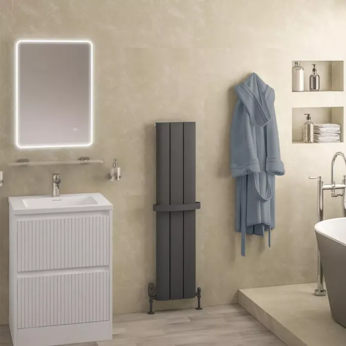 Eastbrook Withington 1200 x 280 Aluminium Radiator Matt Anthracite