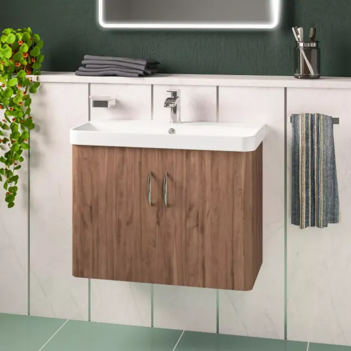 Eastbrook Cavone II 700x335mm Wall Hung 2 Door Unit - Medium Oak