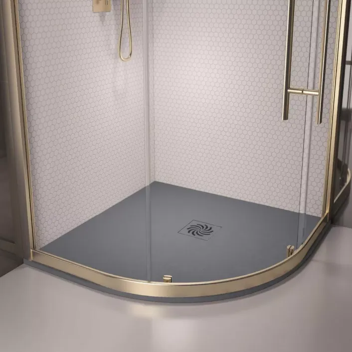 Eastbrook Crossland 900x900mm Quad Shower Tray with Slate Finish - Grey