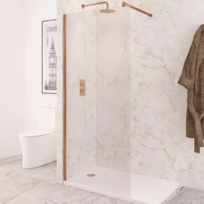 Eastbrook Vantage 2000 6mm Thick Easy Clean 2000 x 1000mm Walk-In Shower Panel - Brushed Bronze