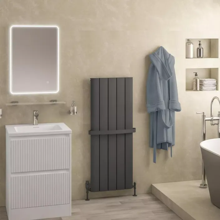 Eastbrook Withington 1200 x 470 Aluminium Radiator Matt Anthracite