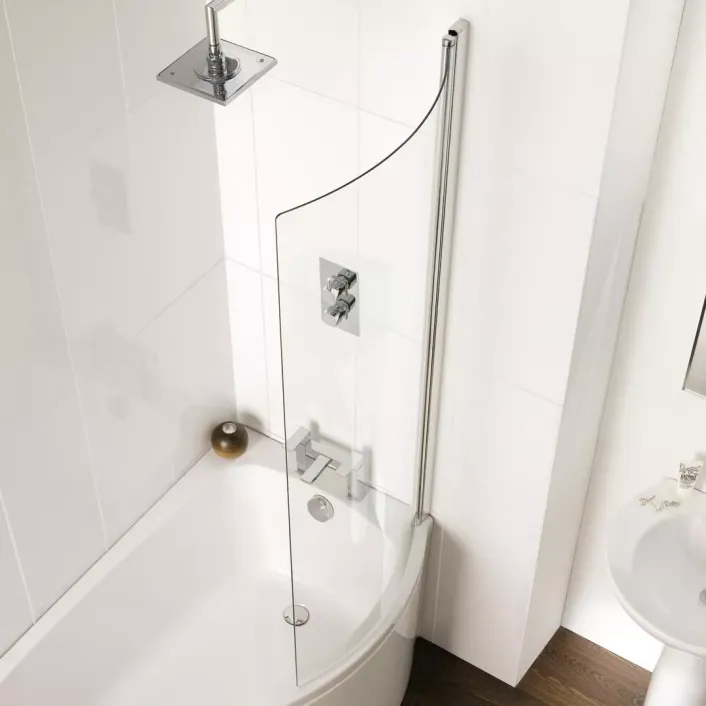 Eastbrook 5mm 1500 x 738mm C-Shaped Bath Screen - Chrome Profiles