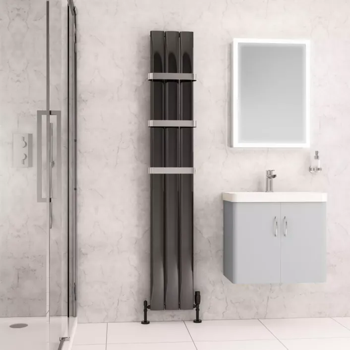 Eastbrook Malmesbury 1800 x 280 Aluminium Radiator Black Effect