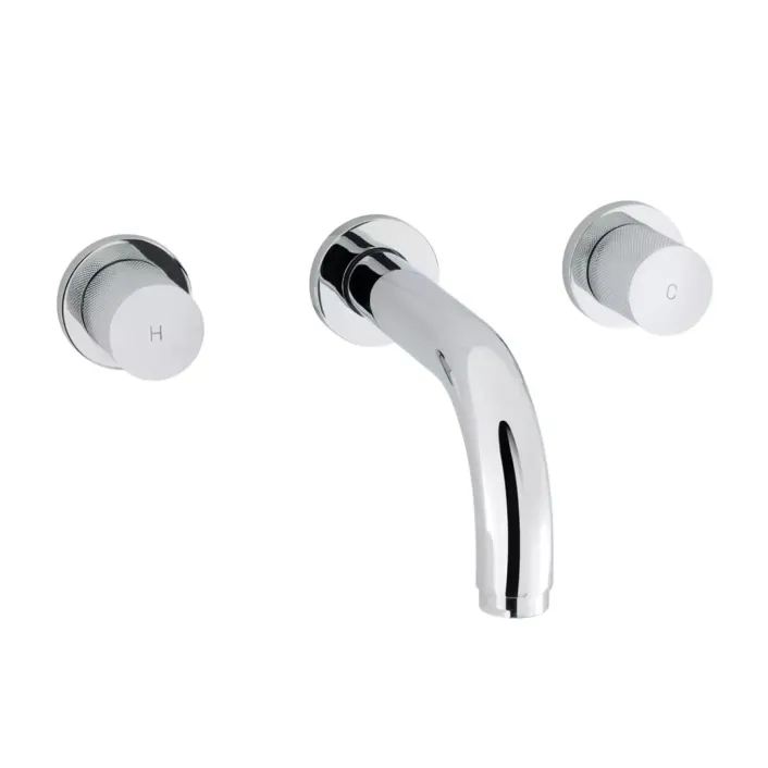 Eastbrook Prado Cylinder Wall Mounted 3 Tap Hole Basin Mixer Tap Chrome